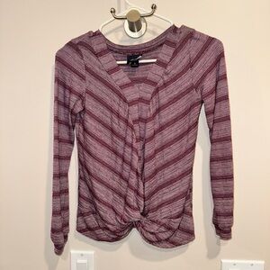 Daytrip Purple Tie Front Fitted Blouse